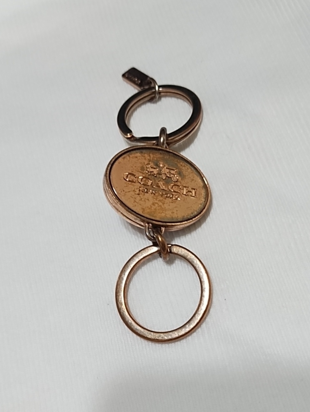 Vintage Coach Rose Gold Logo Keyring.